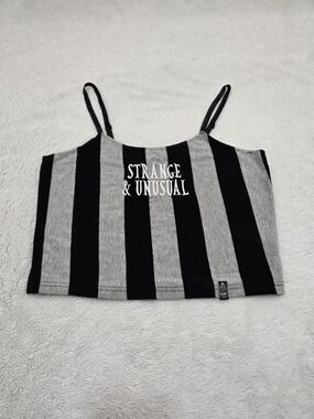 Black and Gray Striped Crop Cami